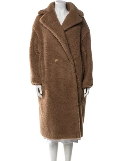 Pre-owned Max Mara Camel Hair Faux Fur Coat In Brown