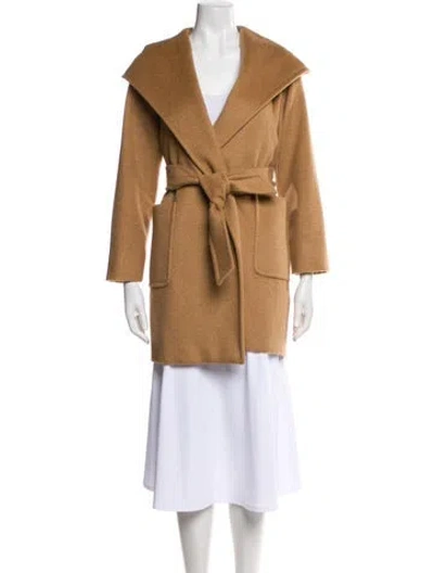 Pre-owned Max Mara Camel Hair Faux Fur Coat In Neutral
