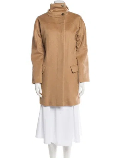 Pre-owned Max Mara Camel Hair Faux Fur Coat In Neutral
