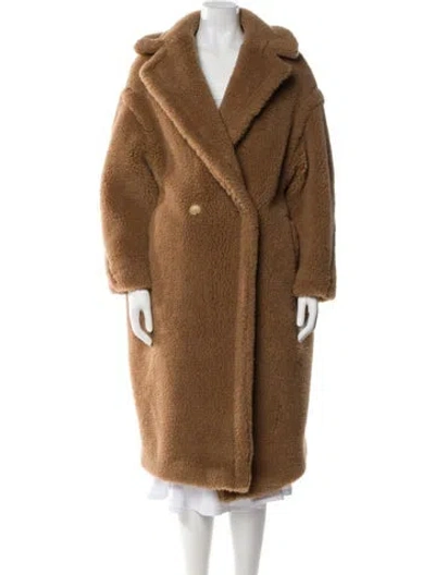 Pre-owned Max Mara Camel Hair Faux Fur Coat In Neutral