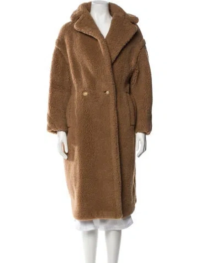 Pre-owned Max Mara Camel Hair Faux Fur Coat In Neutral