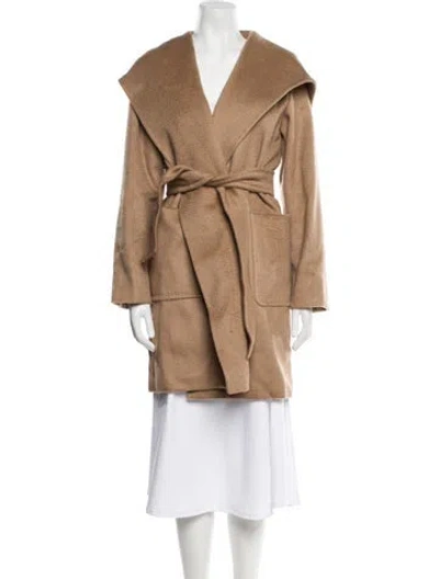 Pre-owned Max Mara Camel Hair Faux Fur Coat W/ Tags In Brown