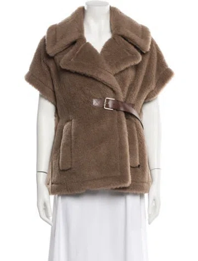 Pre-owned Max Mara Camel Hair Faux Fur Jacket In Brown