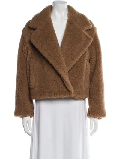 Pre-owned Max Mara Camel Hair Faux Fur Jacket In Brown