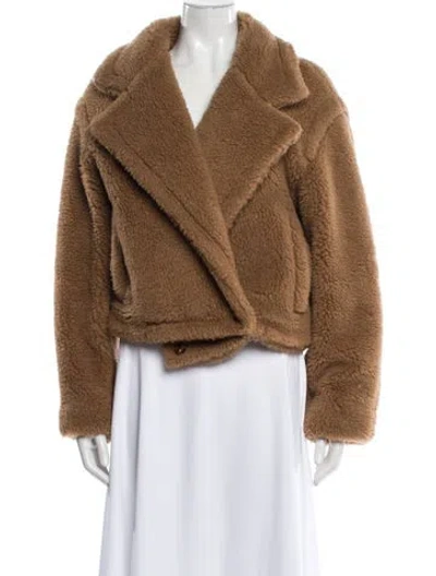 Pre-owned Max Mara Camel Hair Faux Fur Jacket In Brown