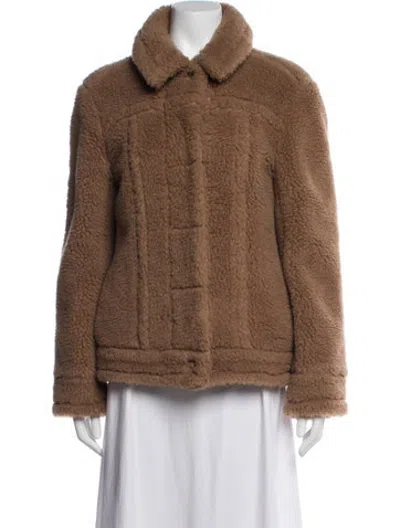 Pre-owned Max Mara Camel Hair Faux Fur Jacket In Brown