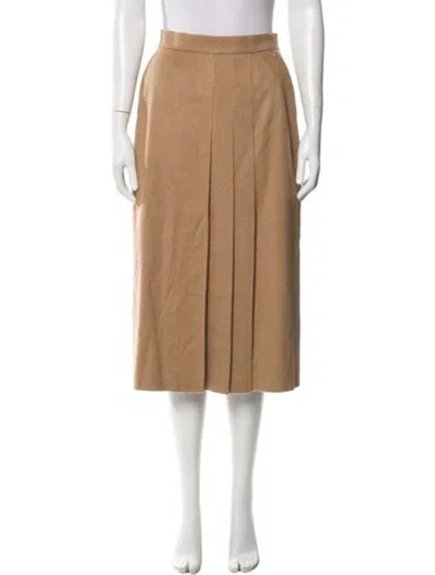 Pre-owned Max Mara Camel Hair Midi Length Skirt In Brown