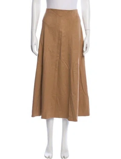 Pre-owned Max Mara Camel Hair Midi Length Skirt W/ Tags In Neutral