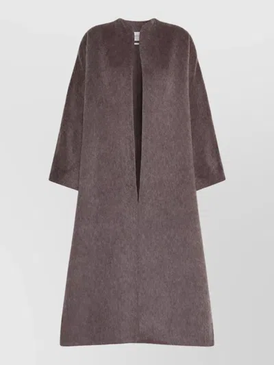Max Mara Camel Hair Mohair Oversized Long Coat In Gray