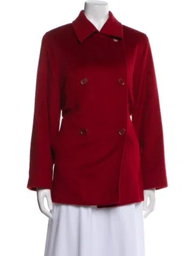 Pre-owned Max Mara Camel Hair Peacoat In Red