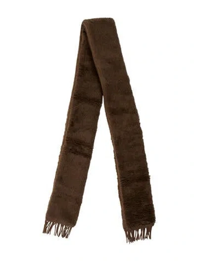 Pre-owned Max Mara Camel Hair Printed Scarf In Brown