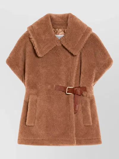 Max Mara Camel Hair Silk Cape In Brown