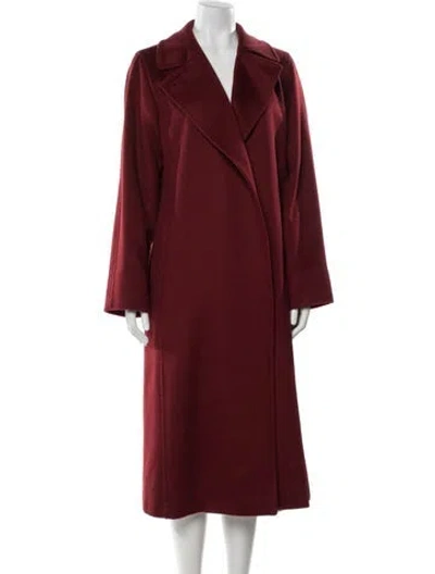 Pre-owned Max Mara Camel Hair Trench Coat In Burgundy