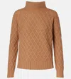 Max Mara Camel Fur Jacquard Rollneck Sweater In Brown