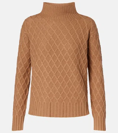 Max Mara Camel Hair Turtleneck Sweater In Brown