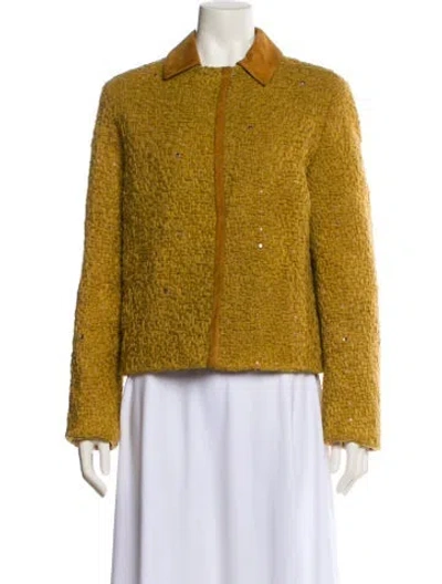 Pre-owned Max Mara Camel Hair Tweed Pattern Evening Jacket In Yellow