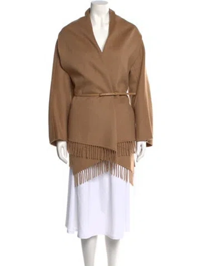 Pre-owned Max Mara Camel Hair V-neck Sweater W/ Tags In Neutral