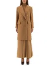 Max Mara Double Breasted Longline Coat In Brown