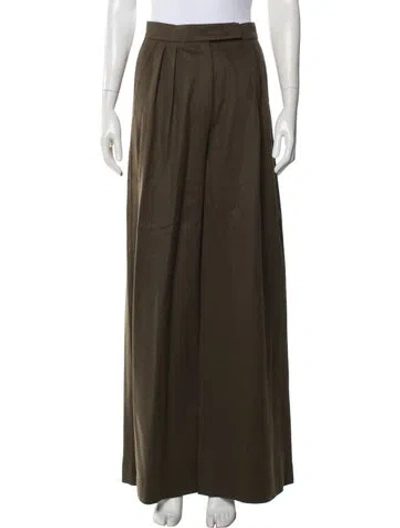 Pre-owned Max Mara Camel Hair Wide Leg Pants In Green