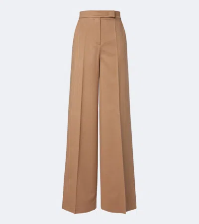 Max Mara Camel Hair Wide-leg Pants In Brown