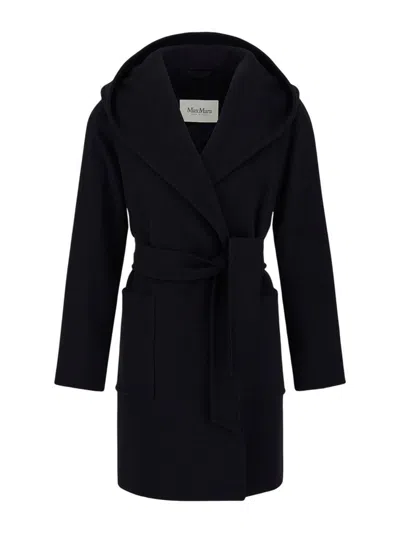 Max Mara Camel Hair Wrap Coat In Black
