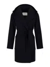 Max Mara Rialto Hooded Belted Coat In Black