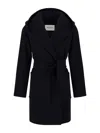 Max Mara Rialto Hooded Belted Coat In Black