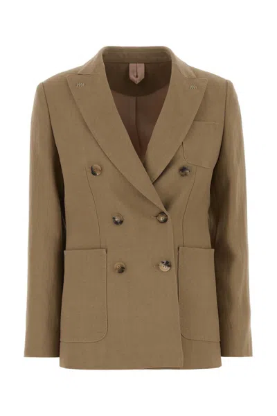 Max Mara Hamp Gel Tailored Blazer Structured Shoulders In Brown