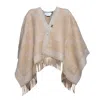 Max Mara Camel Jacquard Virgin Wool Frine Poncho