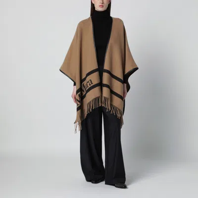 MAX MARA MAX MARA CAMEL JACQUARD WOOL PONCHO