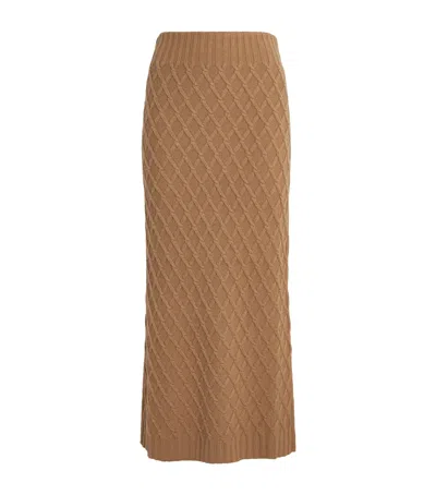 Max Mara Camel Knit Maxi Skirt In Brown