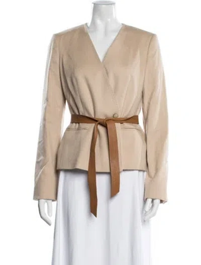 Pre-owned Max Mara Camel Leather Blazer In Brown
