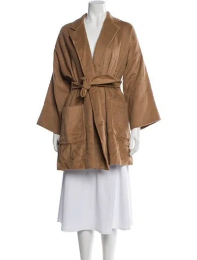 Pre-owned Max Mara Camel Leather Coat In Neutral