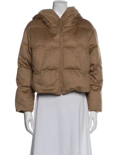 Pre-owned Max Mara Camel Leather Down Jacket In Neutral