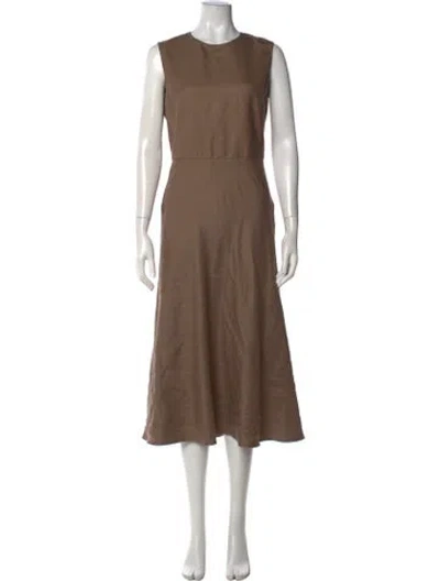 Pre-owned Max Mara Camel Leather Midi Length Dress In Neutrals