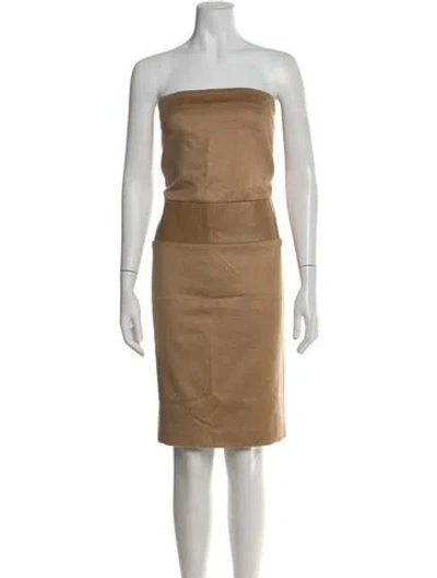 Pre-owned Max Mara Camel Leather Mini Dress In Neutral