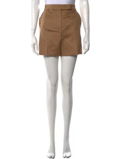 Pre-owned Max Mara Camel Leather Mini Shorts W/ Tags In Neutrals