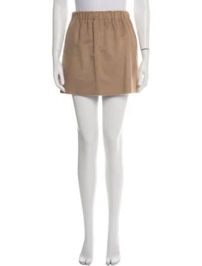 Pre-owned Max Mara Camel Leather Mini Skirt In Neutral