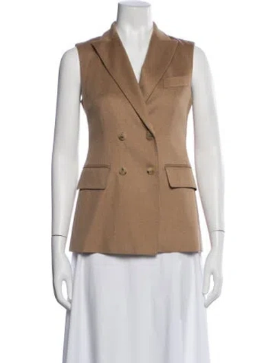 Pre-owned Max Mara Camel Leather Vest In Neutral