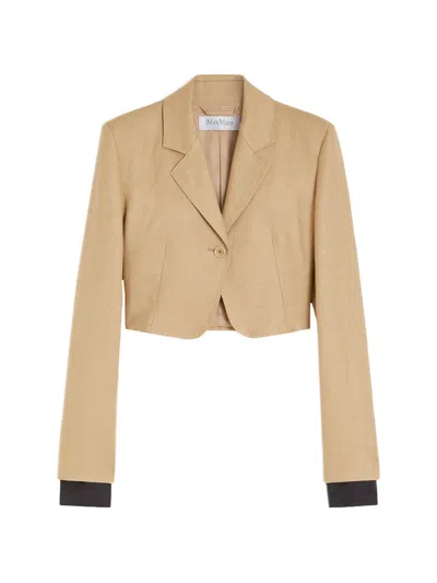 Max Mara Camel Linen Mxsbuono In Neutral