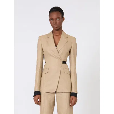 Max Mara Camel Linen Mxsfionda In Neutral