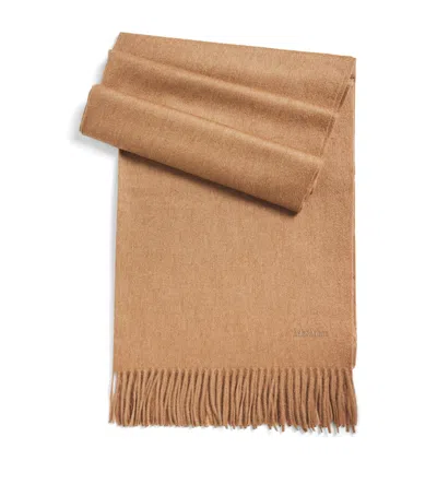 Max Mara Camel Logo Scarf In Brown