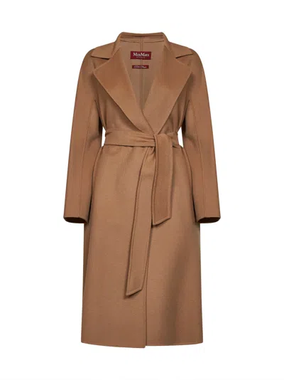 Max Mara Camel Mstcles Long Wrap Coat In Brown