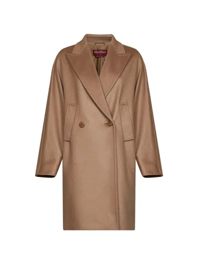 Max Mara Camel Mstmastro Double-breasted Midi Coat In Brown