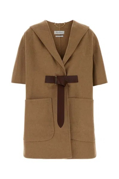 Max Mara Camel Newdorico Cape In Brown