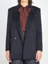 Max Mara Double-breasted Flap-pocket Blazer In Blue