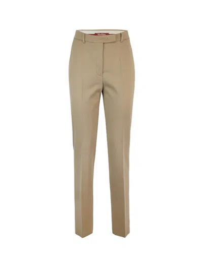 Max Mara Cappuccino Viscose Blend Polis Pant Beige  Donna 42 In 001