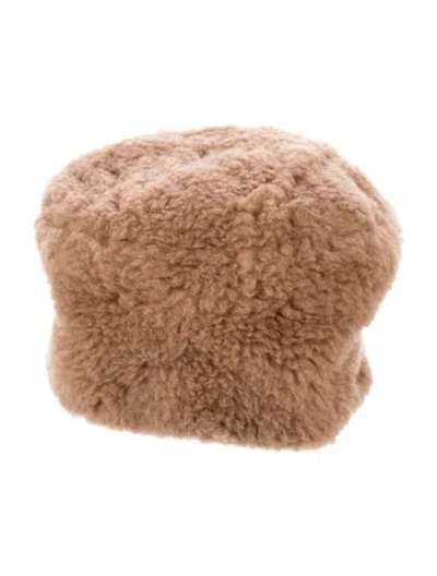 Pre-owned Max Mara Camel Shearling Cap In Brown