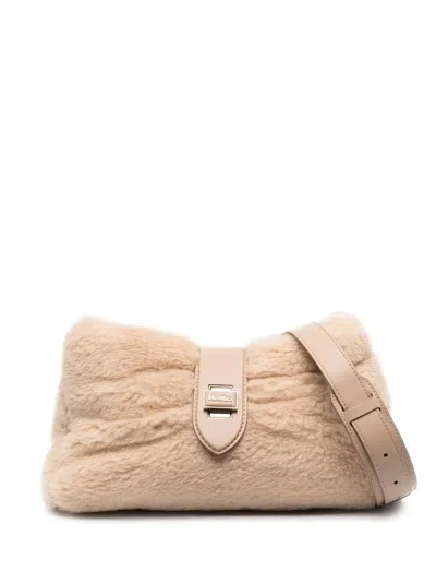 Max Mara Camel Shearling Tote Bag In Neutral