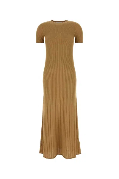 Max Mara Camel Silk Blend Europa Dress In Brown